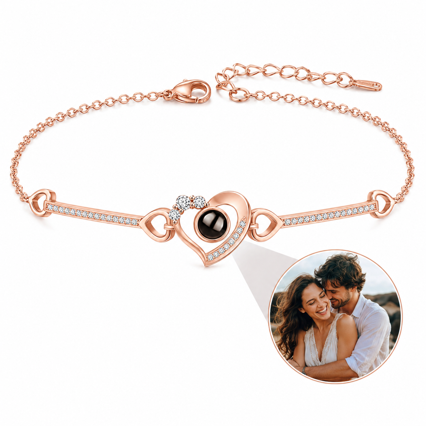 Personalised Elegant Heart Photo Projection Bracelet