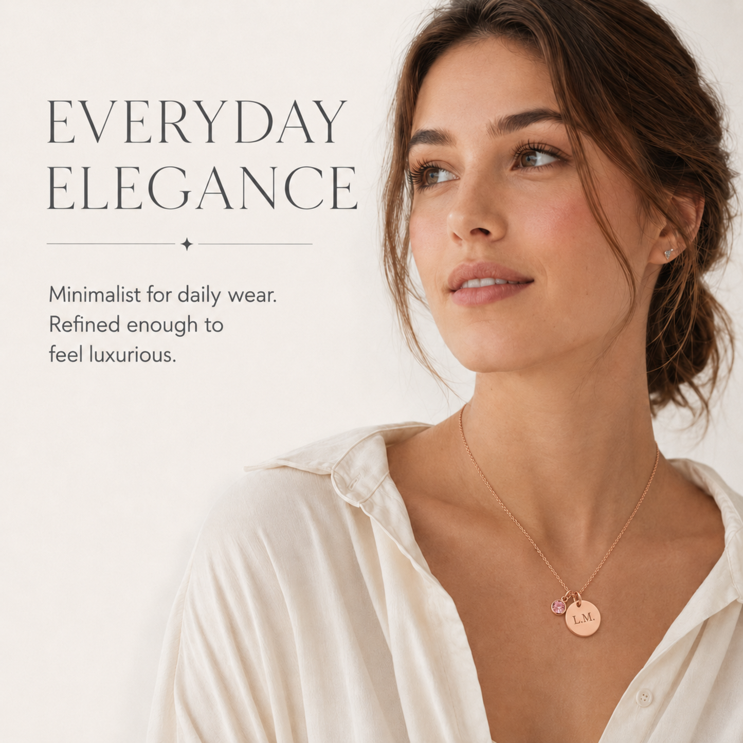Personalised Initial & Birthstone Disc Necklace