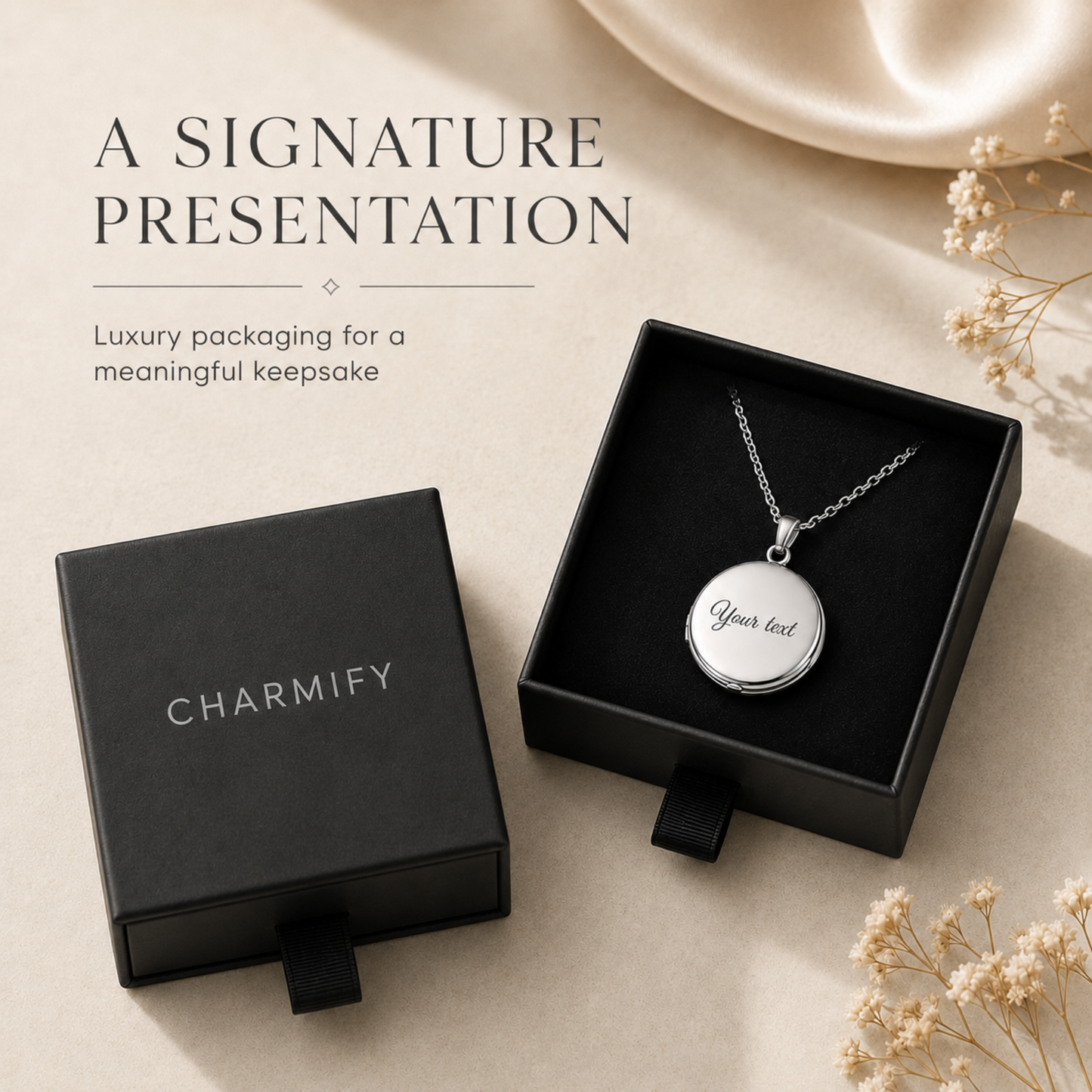 Personalised Vintage Photo Locket Necklace with Custom Engraving — Stainless Steel Round Opening Medallion Gift for Her, Mum, Wife