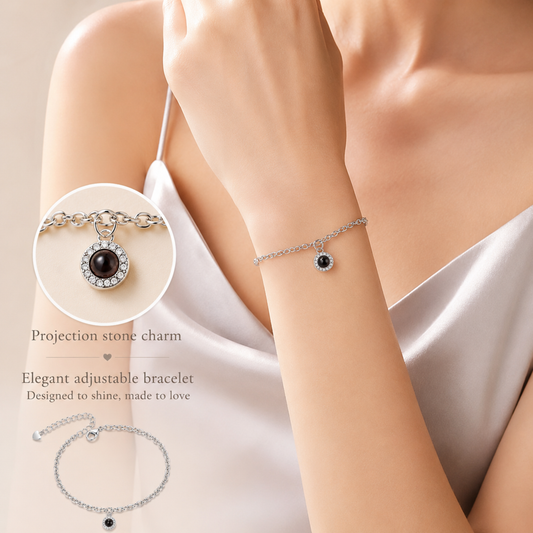 Elegant Zircon Halo Photo Projection Bracelet