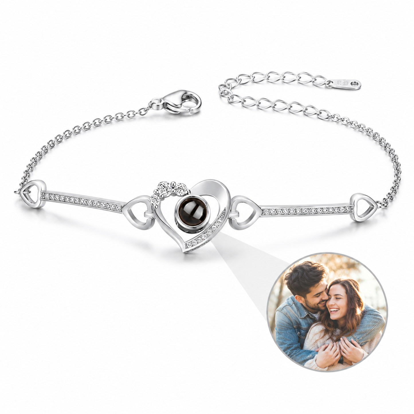 Personalised Elegant Heart Photo Projection Bracelet