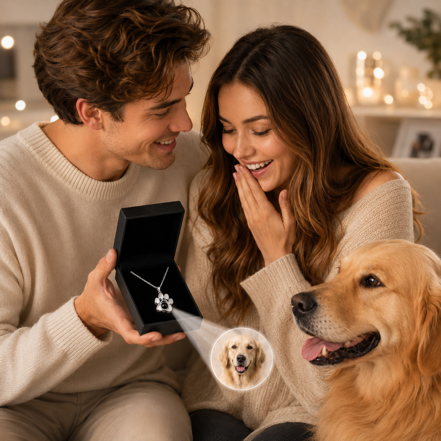 Personalised Paw Print Photo Projection Necklace
