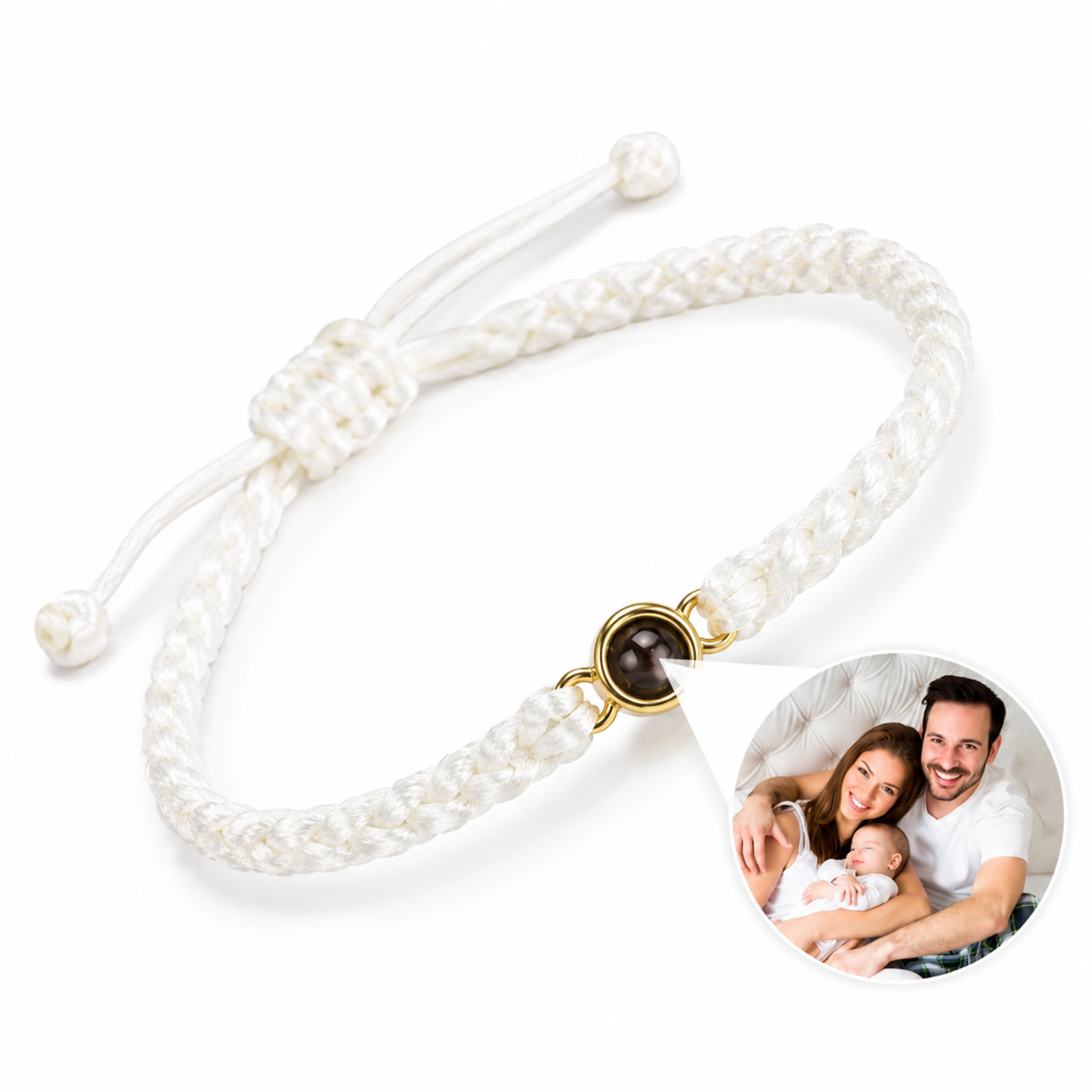 Minimalist Braided Cord Photo Projection Bracelet